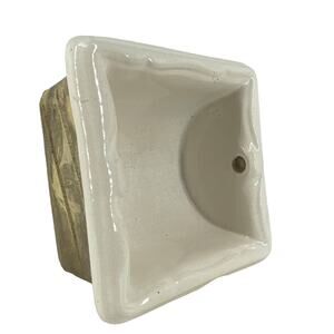 Vintage Ceramic Inset Toilet Paper Holder Rectangular Flawed Antique Art Deco